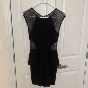 SALE TIL 7/16 Black Lace Peplum BEBE Dress Size XS